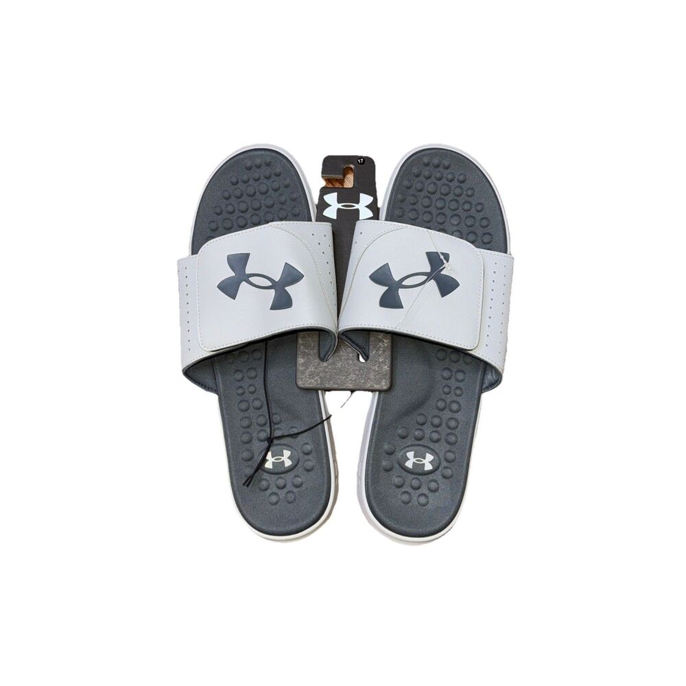 NEW Under Armour Ignite Pro Slides Sandals Men's Size 17 Gray Adjustable Straps